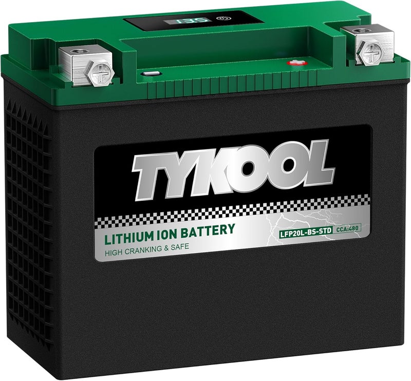 TYKOOL YTX20L-BS-STD Lithium LiFePO4 Motorcycle Battery 12v, 480CCA, 2X Cranking Amps,Digital Readout,Powersports Battery,for ATV,UTV,Jet Ski,PWC,Snowmobile,Quad,Riding Lawn Mowers and tractors - Image 2